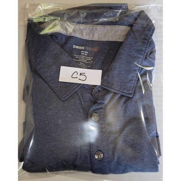 Swiss Tech Shirt Mens Polo 2XL Blue Short Sleeve Polyester Cotton Pullover - Picture 9 of 9